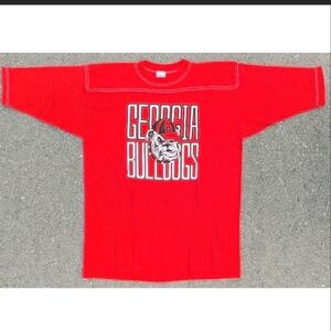Vtg 1980s Georgia Bulldogs Stedman Made in USA 1/2 Sleeve Shirt Size L 80s NCAA